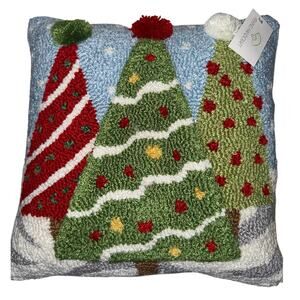 Peking Handicraft 3 Christmas Trees Hook Pillow 14" New Throw Pillow Tree